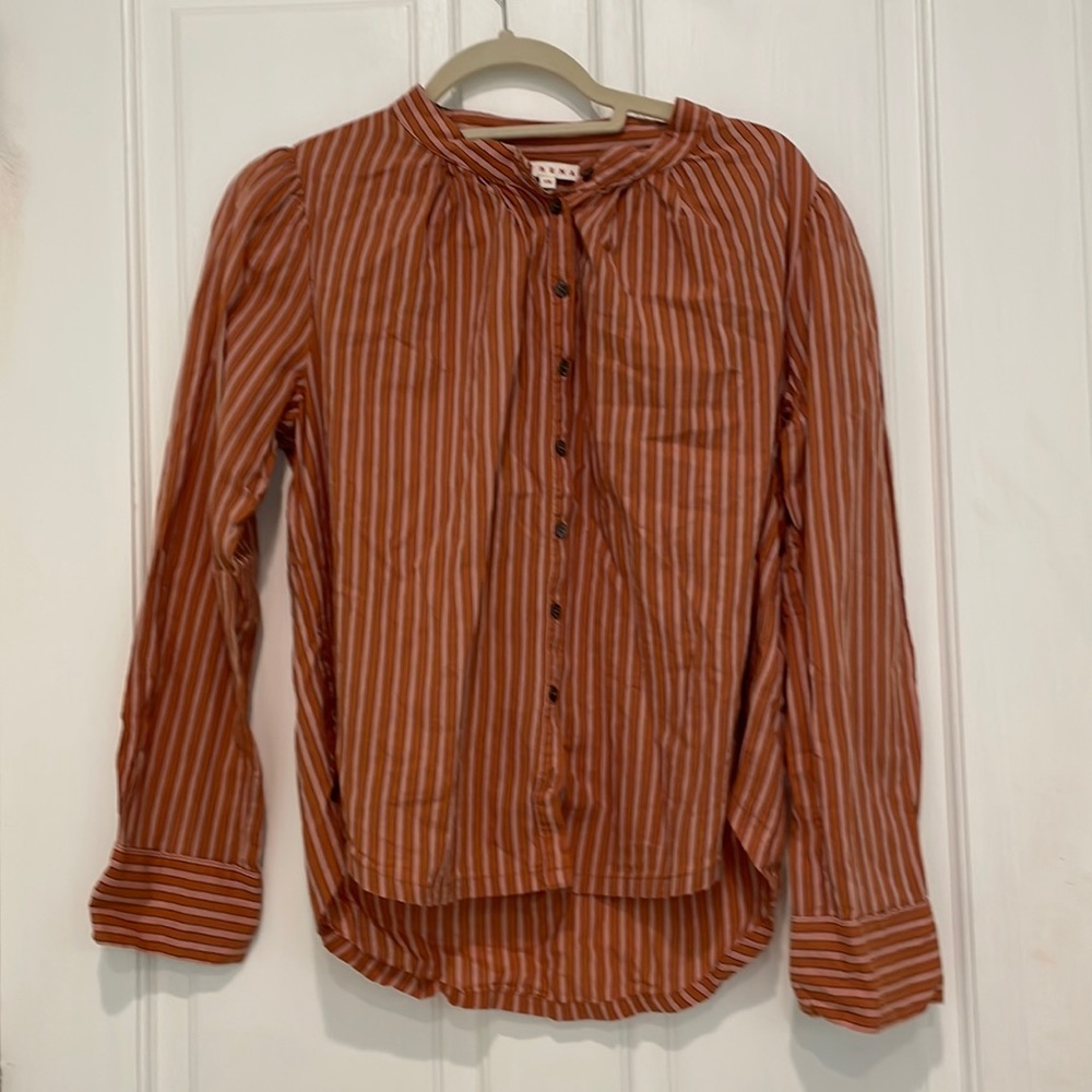 Pink and orange striped Huntley shirt from this season